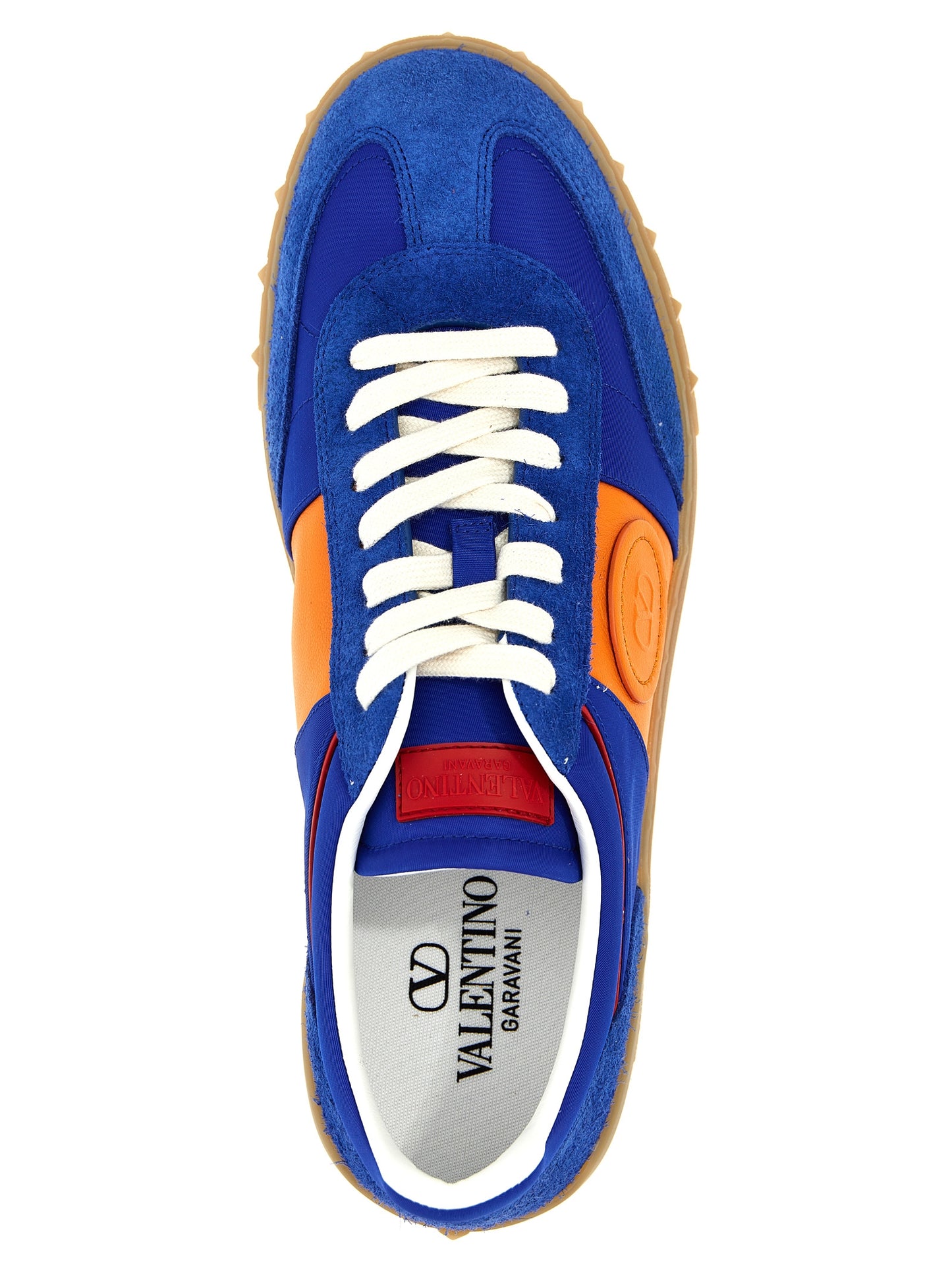 Blue Bovine Leather Low Top Sneakers