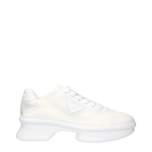 White Fabric Low Top Sneakers