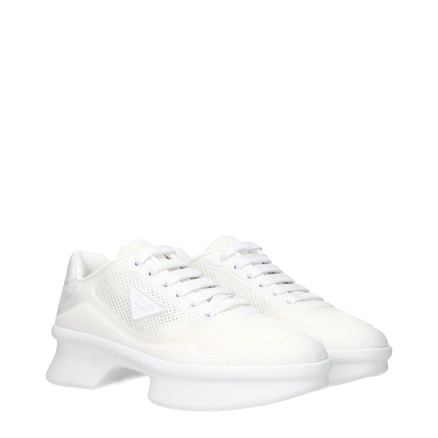 White Fabric Low Top Sneakers