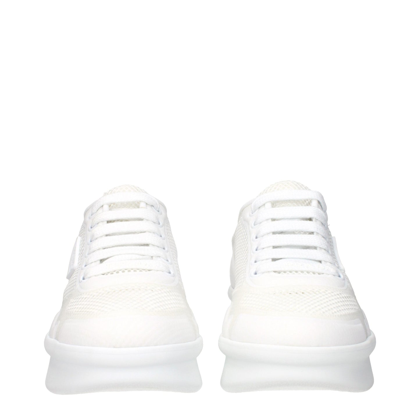 White Fabric Low Top Sneakers