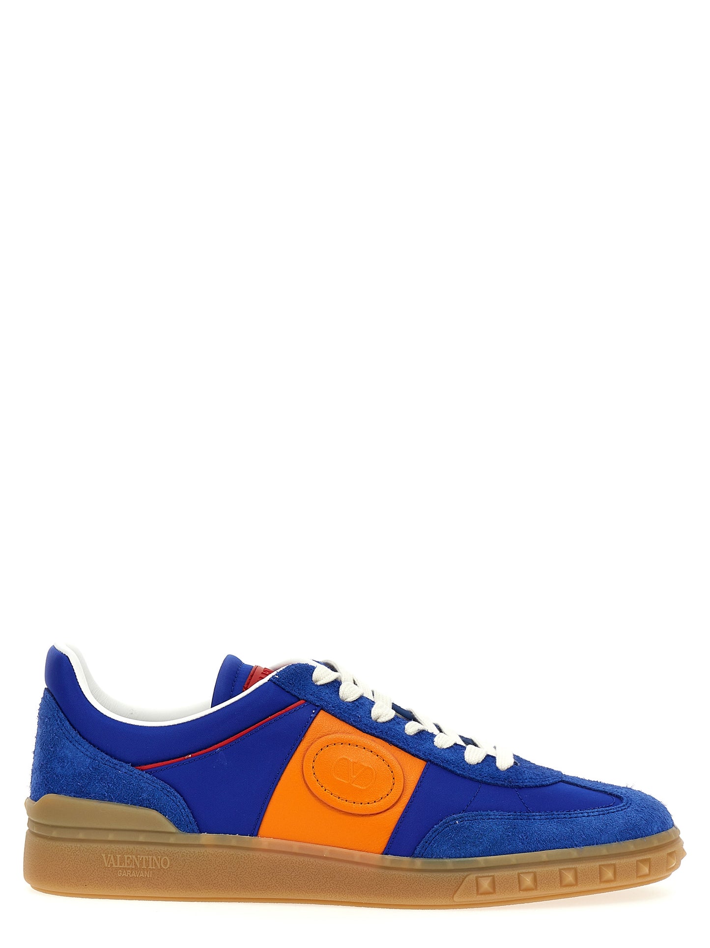 Blue Bovine Leather Low Top Sneakers
