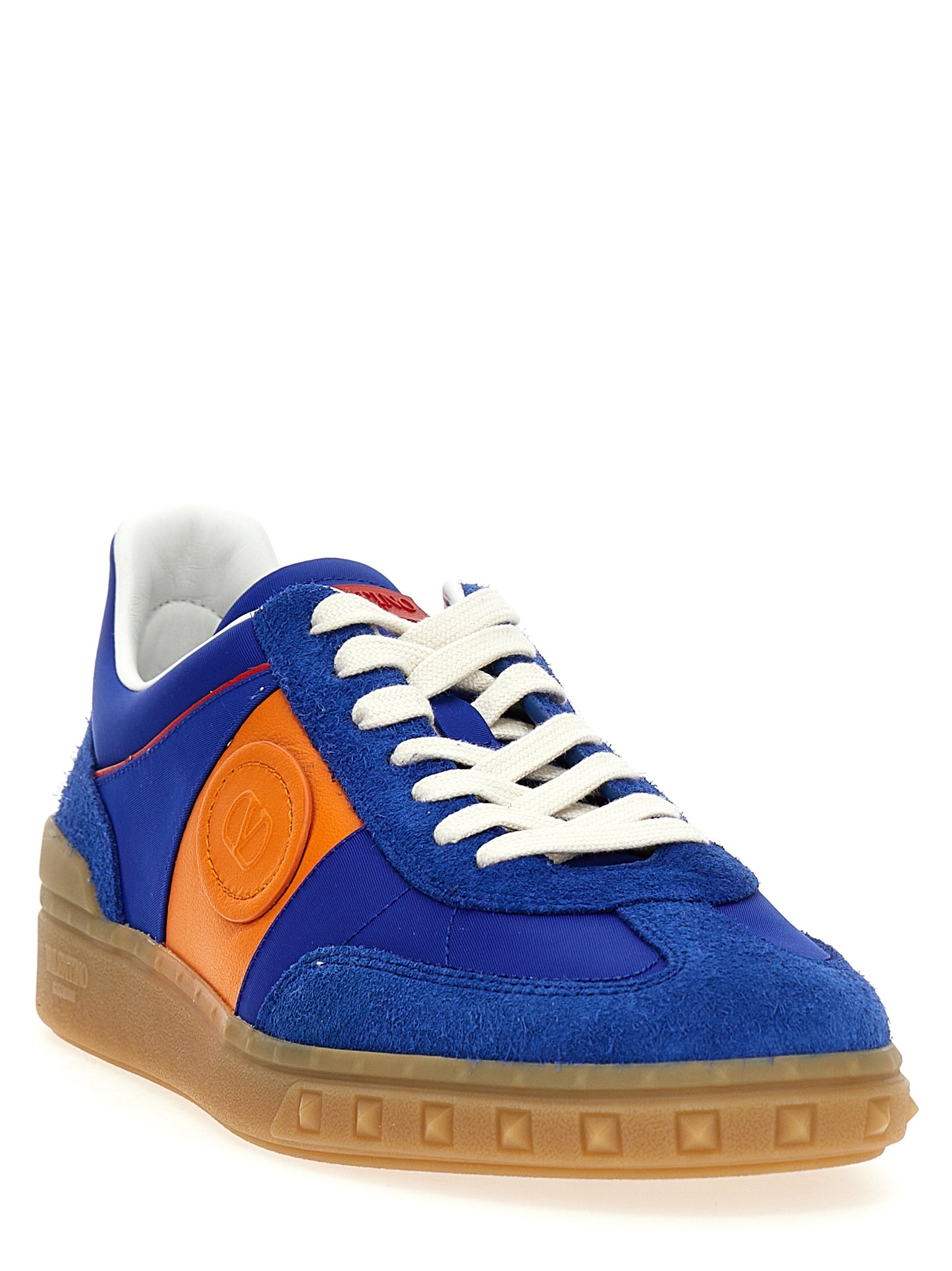 Blue Bovine Leather Low Top Sneakers
