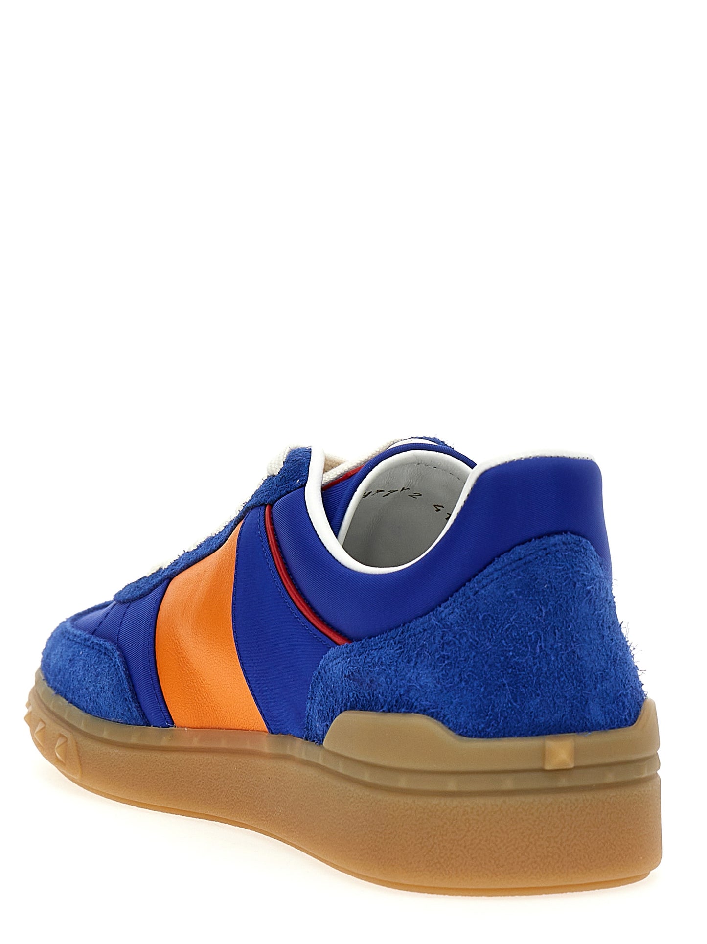 Blue Bovine Leather Low Top Sneakers