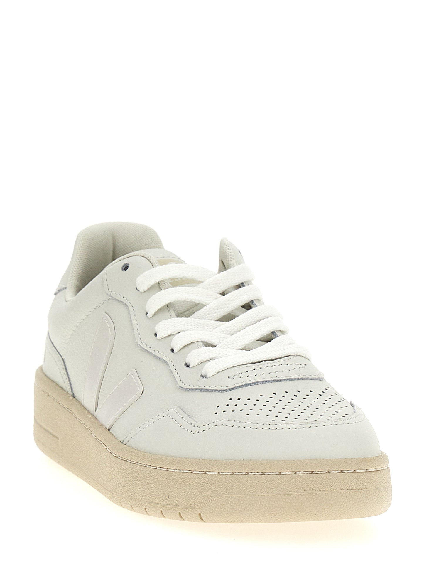 White Leather Low Top Sneakers