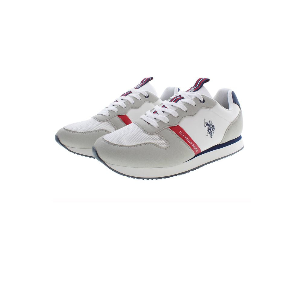 White Polyester Men's Sneaker